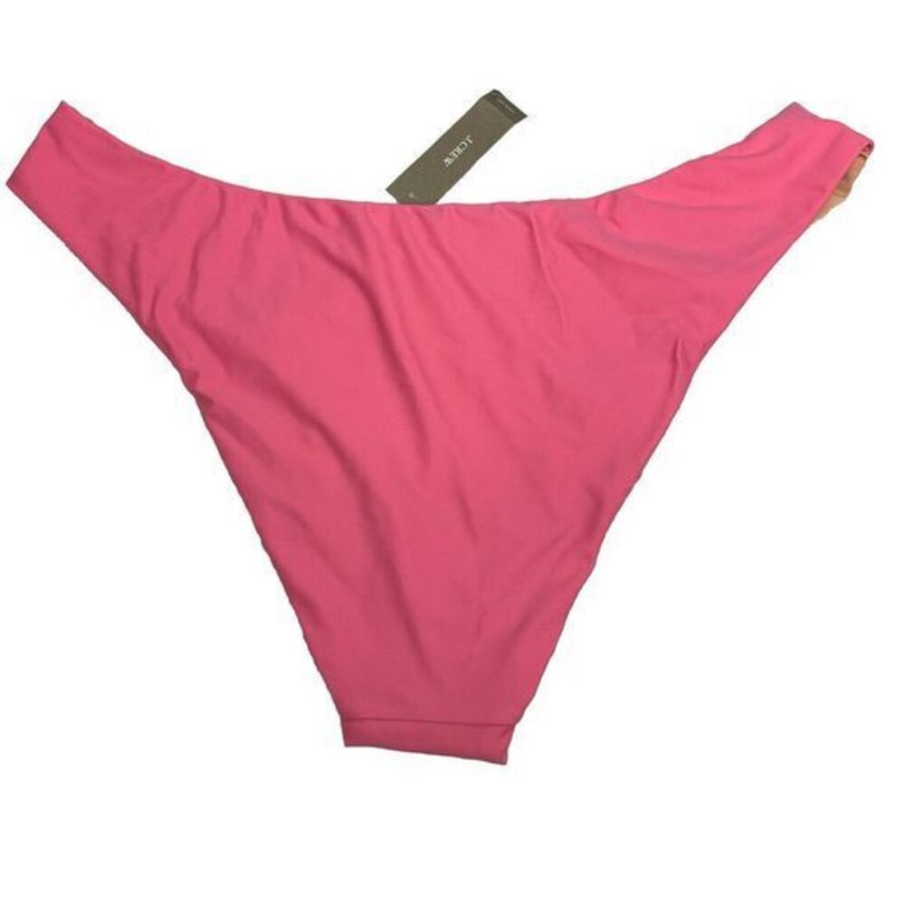NWT J.CREW Curved-Waist Cheeky Bikini Bottom High Cut Tea Rose Pink Size XL